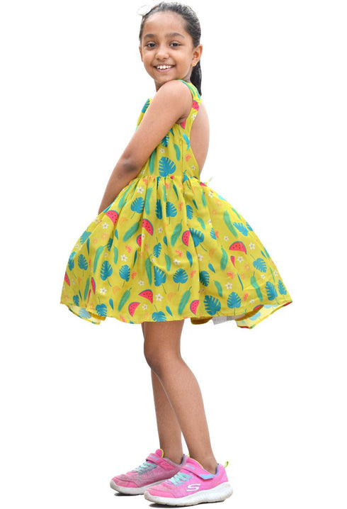 Yellow Summer Print Dress